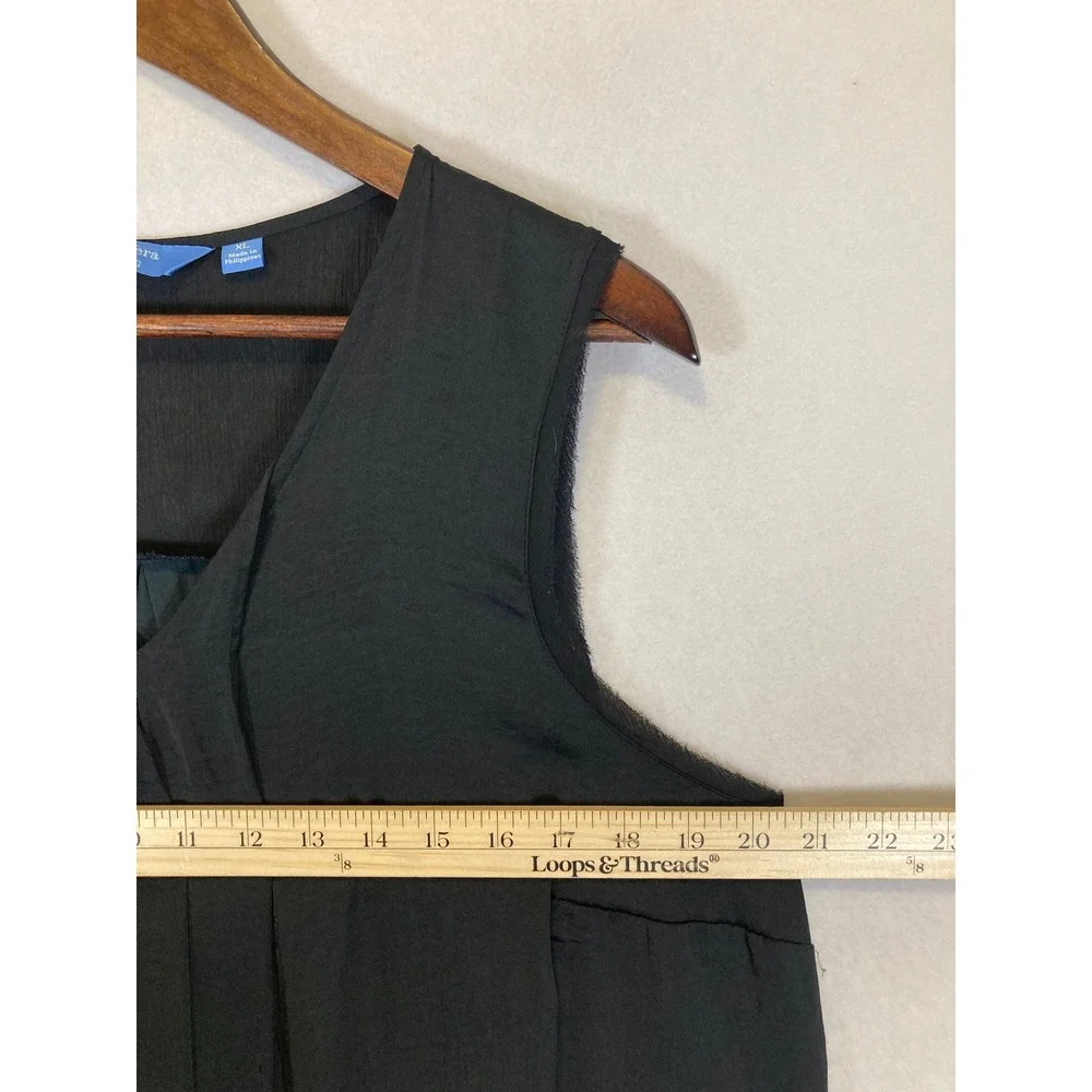 Chic Simply Vera Vera Wang Women XL Black Asymmetrical Drape V-Neck Blouse Top - Picture 4 of 10